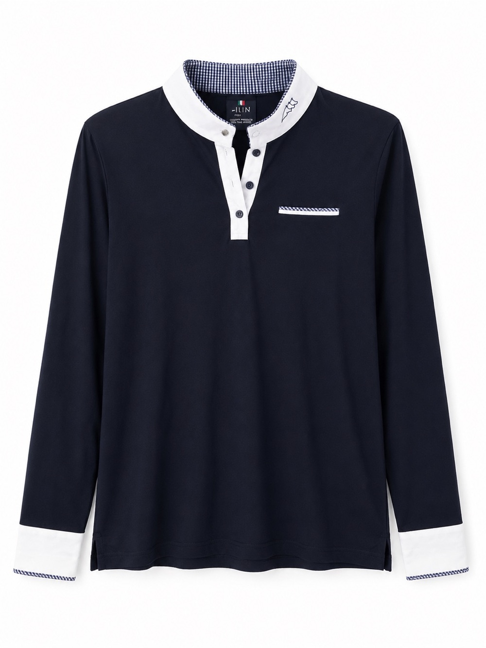 Equiline Navy Long-Sleeve Show Shirt with White Trim